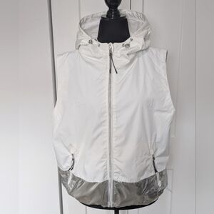 Calvin Klein Performance Actiwear White and Silver Women's Hooded Vest Size XL